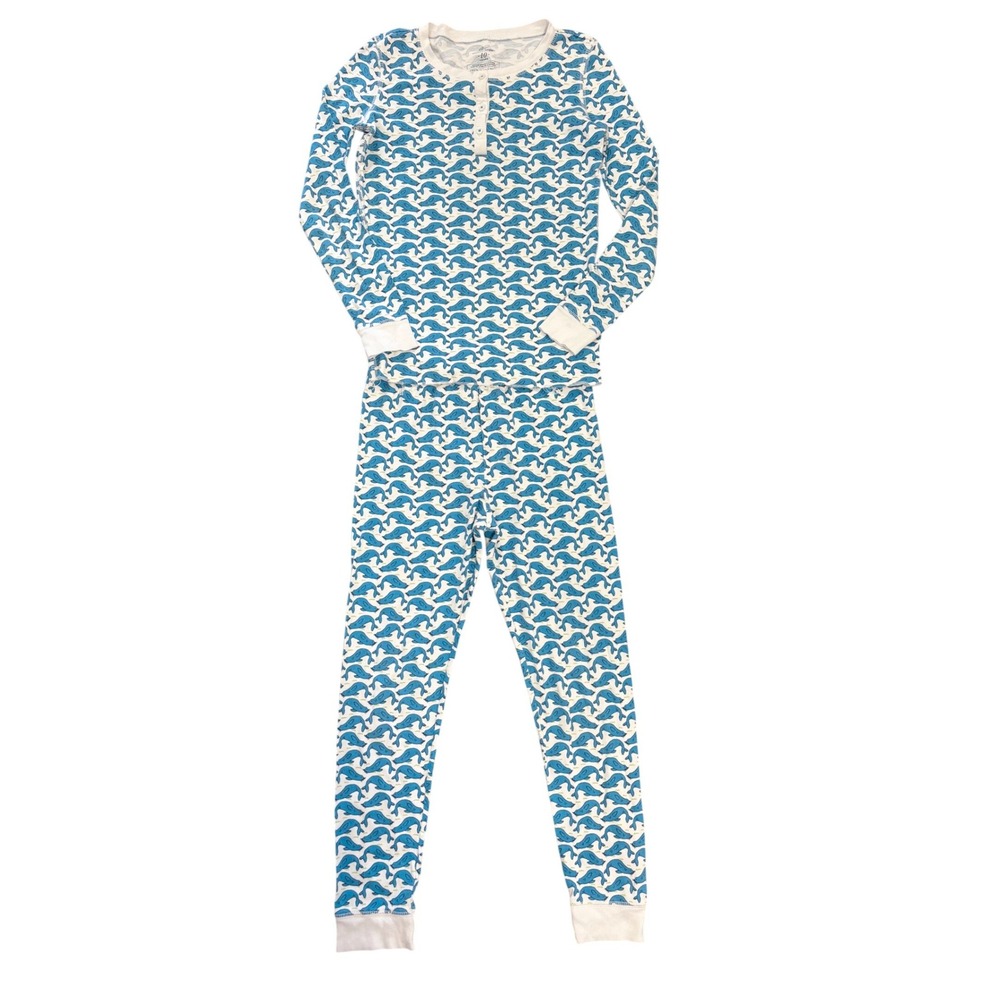 Roller Rabbit Kids Blue Seal Pima Cotton Henley Pajama Set Size 10 Years